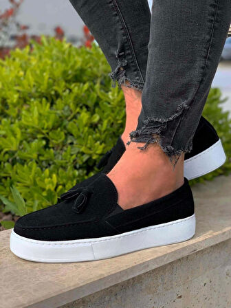 Knack Günlük Spor Klasik Ayakkabı 717 Siyah Süet (Beyaz Taban)