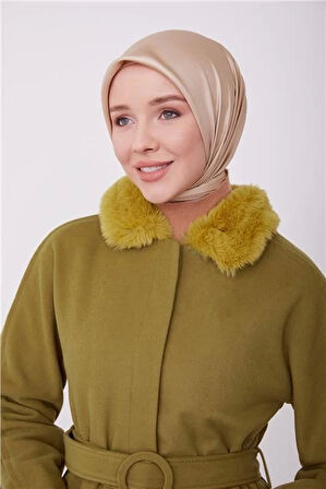 Armine Seyyar Kürklü Fit Manto 23K8603 Asit