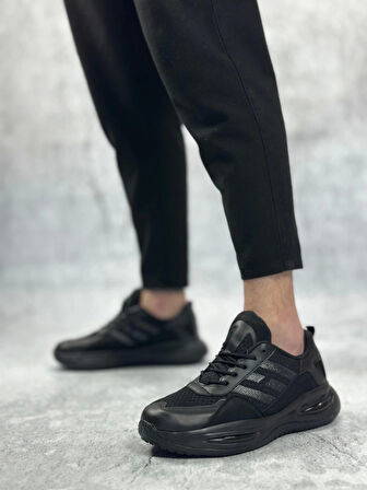 BA0650 Tarz Sneakers Yüksek Taban Siyah Spor Ayakkabısı