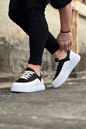 Wagoon WG162 Beyaz Siyah Ortopedik Taban Erkek Casual Ayakkabı