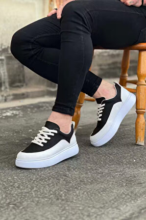 Wagoon WG162 Beyaz Siyah Ortopedik Taban Erkek Casual Ayakkabı