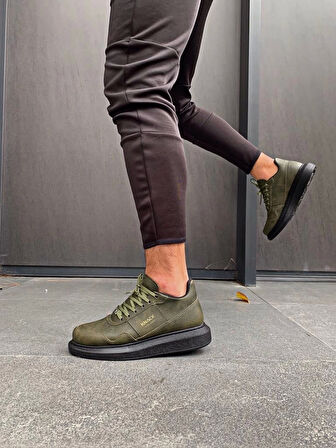 Knack Yüksek Taban Günlük Ayakkabı 040 Haki (Siyah Taban)