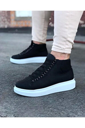 Wagoon WG032 Siyah Bağcıklı Sneakers  Yarım Bilek Bot