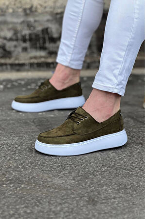 Wagoon WG508 Haki Süet Ortopedik Taban Erkek Casual Ayakkabı