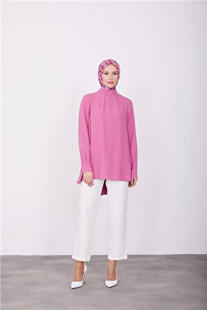 Armine Arkası Pilikaşe Detaylı Bluz 23K3435 Menekşe