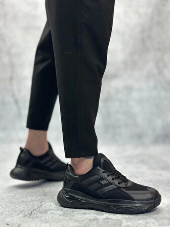 BA0650 Tarz Sneakers Yüksek Taban Siyah Spor Ayakkabısı