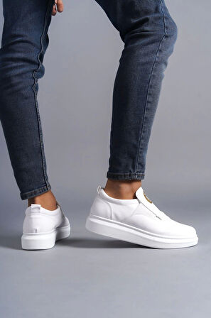 SLW161 Hippo Bağcıksız Cilt Erkek Günlük Sneaker Ayakkabı BT Beyaz