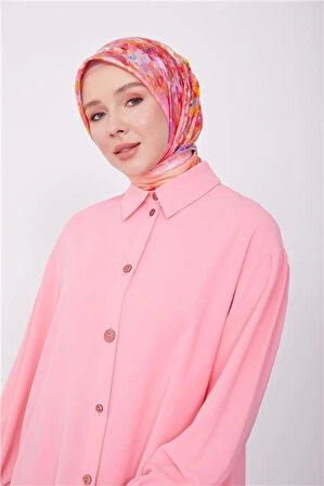 Armine Boyut Düğmeli Tunik 23K4706 Şeker Pembe