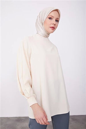 Armine Kolu Drapeli Bluz 23K3423 Fildişi
