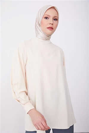 Armine Kolu Drapeli Bluz 23K3423 Fildişi