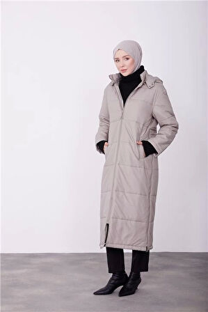 Armine Seyyar Kapişonlu Mont 23K8605 Vizon