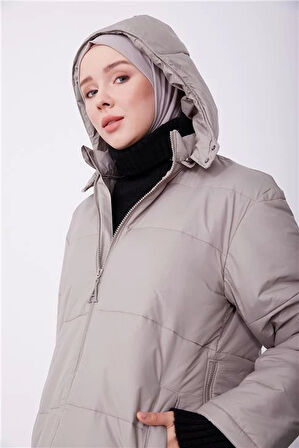 Armine Seyyar Kapişonlu Mont 23K8605 Vizon