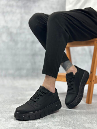 BA0666 BOA Siyah Yüksek Taban Erkek Günlük Ayakkabı