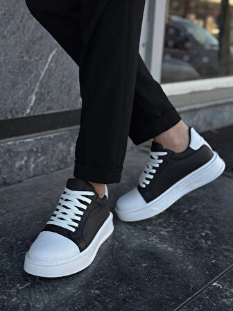 KB-X46 Kuback Siyah Beyaz Yüksek Beyaz Taban Günlük Spor Ayakkabı