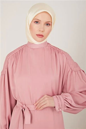 Armine Manşeti Piliseli Abiye Elbise 23Y9617 Şeker Pembe