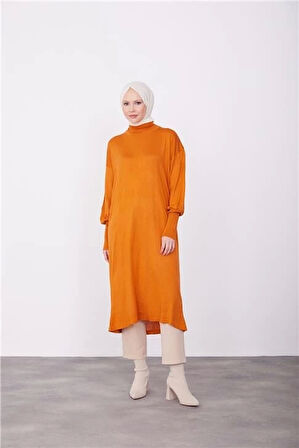 Armine Tunik Elbise 23Kd4249 Yanık Oranj