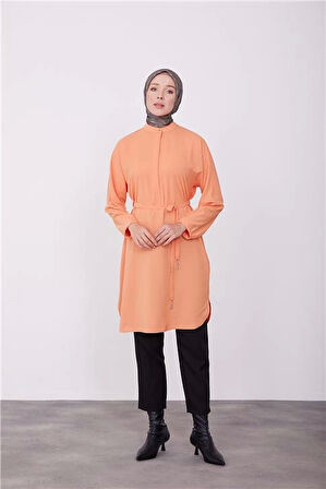 Armine Lastikli Kemerli Tunik 23K4701 Mandarin