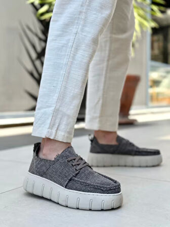 BA0676 BOA Kahverengi Keten Yüksek Taban Erkek Yazlık Ayakkabı