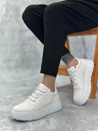 BA0666 BOA Beyaz Yüksek Taban Erkek Günlük Ayakkabı