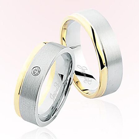 Beyaz Sarı Bombeli Altın Alyans 5409