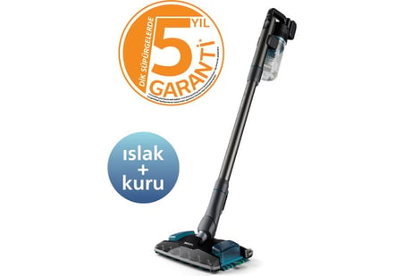  Philips 8000 Serisi Aqua Plus Kablosuz Dik Süpürge, 25,2 V, 80 dk'ya kadar Çalışma Süresi
