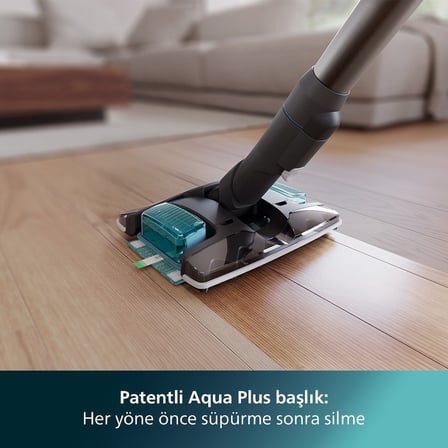  Philips 8000 Serisi Aqua Plus Kablosuz Dik Süpürge, 25,2 V, 80 dk'ya kadar Çalışma Süresi