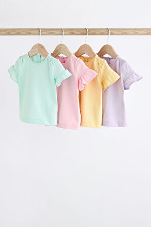 Next Baby % 100 Pamuklu Pastel Renkler 4’lü Thsirt Set