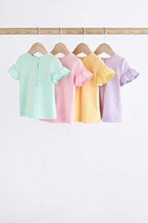 Next Baby % 100 Pamuklu Pastel Renkler 4’lü Thsirt Set