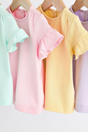Next Baby % 100 Pamuklu Pastel Renkler 4’lü Thsirt Set