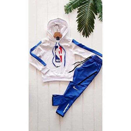 MODAVALS NBA BASKILI FERMUAR PAÇA UNISEX ÇOCUK GARSON BOY EŞOFMAN TAKIMI - MAVİ