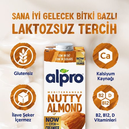 Alpro Badem Sütü 8x1 L Vegan Laktozsuz Bitkisel Bazlı
