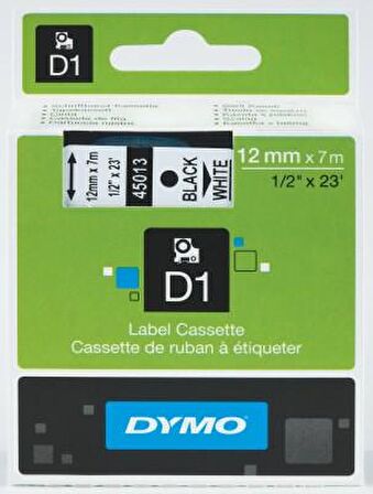 Dymo D1 Şerit Standart 12 MMx7 MT Beyaz Üzerine Siyah 45013 S0720530