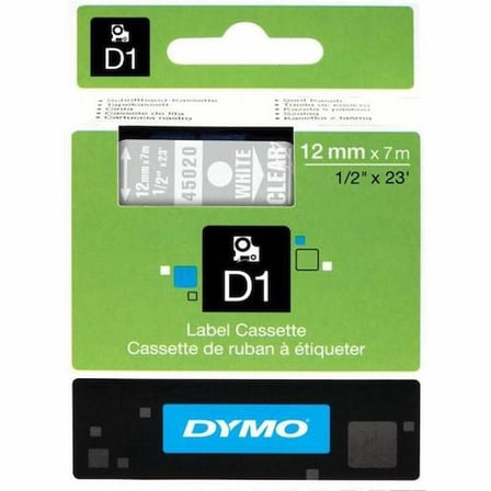 DYMO 45020 D1 YEDEK ŞERİT 12mmx7mt ŞEFFAF-BEYAZ