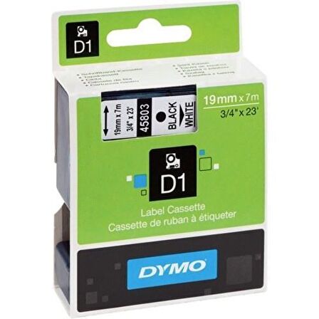 Dymo D1 Şerit Standart 19 MMx7 MT Şeffaf Üzerine Siyah 45800