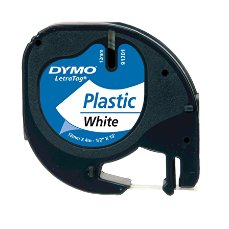 Dymo Letratag Şerit Plastik 12MMx4 MT Beyaz 91201