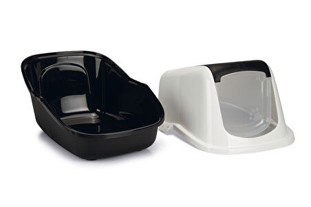 Beeztees Kapalı Kedi Tuvaleti, Koku Filtreli, Siyah Beyaz, 56x39x39cm