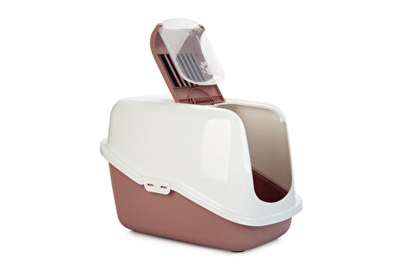 Beeztees Kapalı Kedi Tuvaleti, Koku Filtreli, Pembe Beyaz, 56x39x39cm