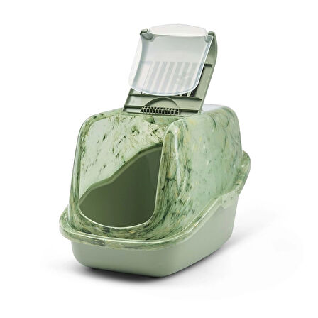 Savic Nestor Mermer | Şık Kedi Kum Kabı – Mermer Amazon Yeşili
