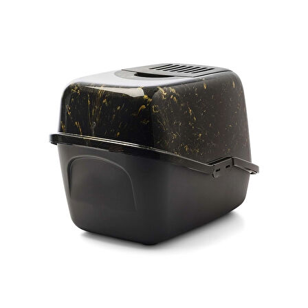 Savic Nestor Mermer | Şık Kedi Kum Kabı – Mermer Siyah Altın