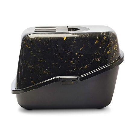 Savic Nestor Mermer | Şık Kedi Kum Kabı – Mermer Siyah Altın