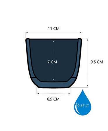 Omnipazar KRS-382 Dekoratif Plastik Mercan Kare Saksı 0.67 Litre No 2
