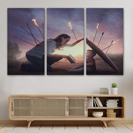 Çocuğunu Bilgi İle Koruyan Anne Kanvas Tablo, Kütüphane Posteri-5411