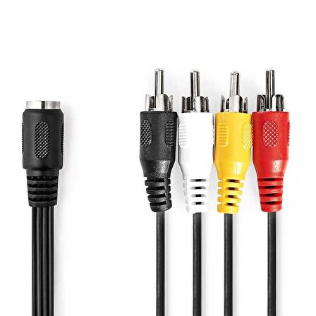 5 Pin DIN Dişi - 4x RCA Erkek 0.20 m Çevirici Kablo