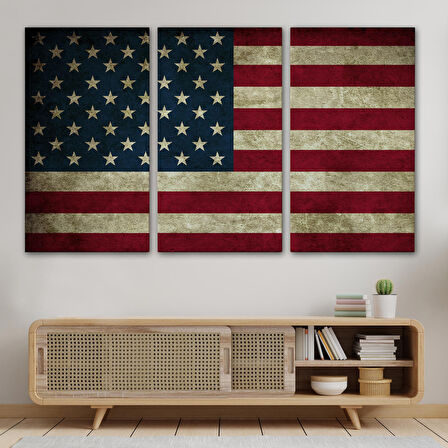 Amerika Birleşik Devletleri Bayrağı Rustik Kanvas Tablo-5412