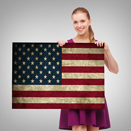 Amerika Birleşik Devletleri Bayrağı Rustik Kanvas Tablo-5412