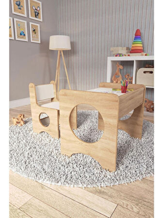 Montessori Çocuk Oyun & Aktivite & Çalışma Masa ve Sandalyesi - Sonoma