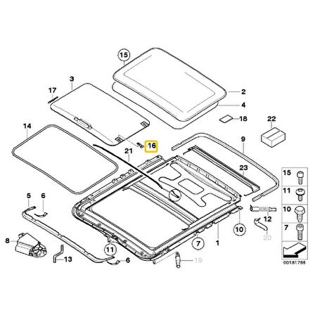 BMW E46 SUNROOF BAKALİTİ SOL OEM NO 54137134516