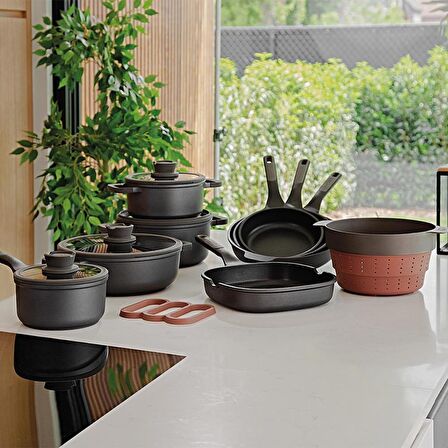 BergHOFF LEO STONE Yapışmaz Alüminyum Döküm  Kızartma Tavası 24 cm - 3950587