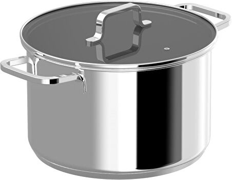BerhgHOFF Dina Helix Paslanmaz Çelik Kapaklı Derin Tencere 24cm - 1315080