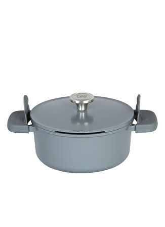 Leo Phantom Kapakli Yapişmaz Tencere 24cm Smoked Grey
